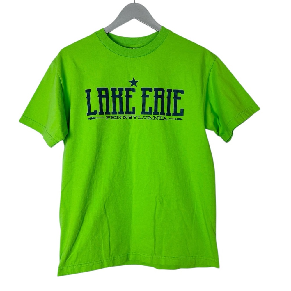 Lake Erie Pennsylvania tee shirt size M‎ lime green navy Gender Neutral unisex